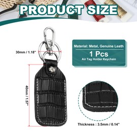 PATIKIL Leather Key Fob, Genuine Leather Keys Cover RFID Key Fob Protector Air Tag Holder Keychain Case with Key Ring & Screwdriver for Car Key ID Key Card Black