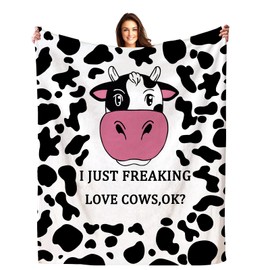 Cow Blanket Ultra Soft Flannel Cow Throw Blanket Cozy Lightweight Cow Gifts for Cow Lovers for Kids Adults 50" X40"