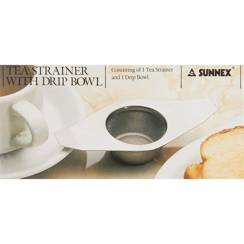Sunnex 11209 Stainless Steel Tea Strainer with Drip Bowl, Silver
