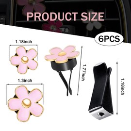 Ferianl 6 Pcs Daisy Flower Air Vent Clip, Air Conditioning Outlet Clips, Colorful Car Interior Decor Charm, Cute Cars Deco Accessories for Women and Girl (Pink)