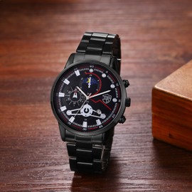 Avaner Men's Stainless Steel Watches: Analog Quartz Big Face Business Wrist Watches with Luminous Hands