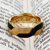 Engravable Two Tone Black Gold Infinity Knot Design Tungsten Rings