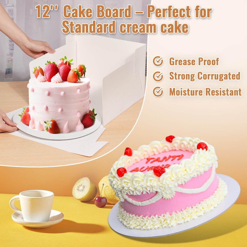 Tetutor 12 Pcs Cake Boxes 12 inch,12x12x8 Inches Cake Box