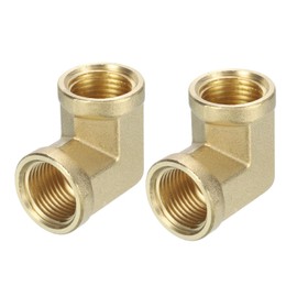 QUARKZMAN Brass Pipe Elbow 90 Degree, 3/8 Inch NPT Female Thread, 2 Pieces Forged Pipe Fittings Adapter for Gas, Air, Oil, Propane