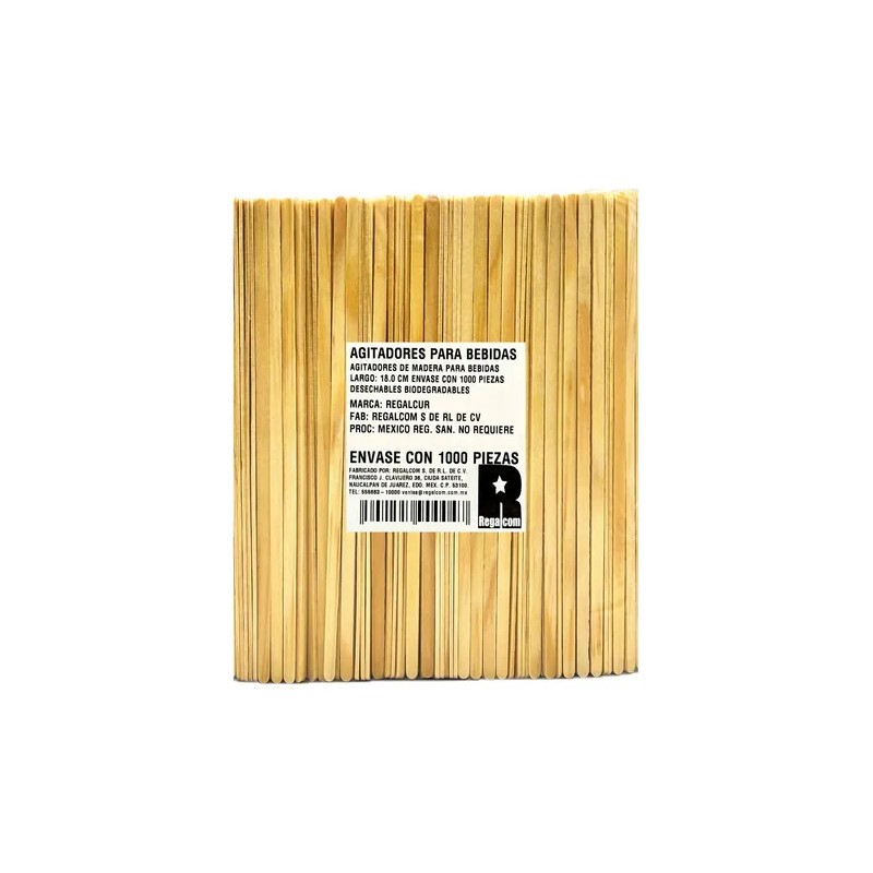 1000 Agitadores De Bebidas 18cm Biodegradables Mezcladores