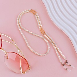 BILIONE Pearl Beaded Eyeglass Chains for Women, Eye Glasses Strap Around Neck, Sunglasses Holder Lanyards, Orange