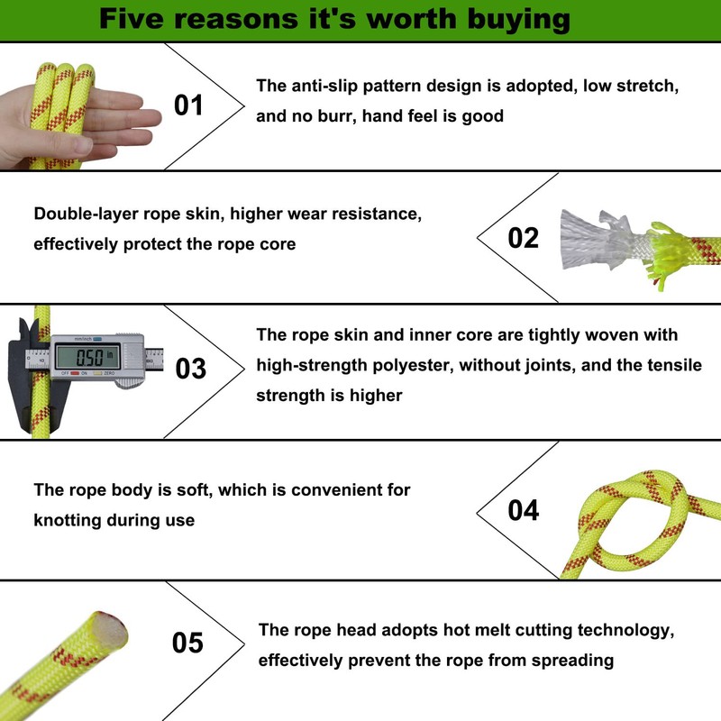 CRAYZA Double Braided Arborist Rigging Rope (1/2 in x 200