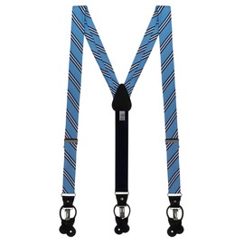 Oxford Kent by SuspenderStore Dressy Multi-Stripe Suspenders - 1.38-Inch Wide Twill - Convertible Button & Clip - Copenhagen/Navy