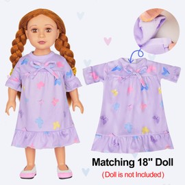MHJY Matching Girls & Doll Nightgowns Vintage Short Sleeve Sleepwear Pajamas Dress for Girls and American 18" Girl Doll