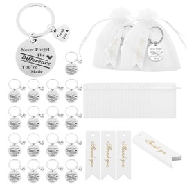 Povxlum 20s Sets Employee Appreciation Gifts Bulk for Coworker Thank You Coworker Keychain Gifts with Organza Bags and Thank You Cards Gift (White)