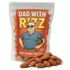 Rizz Dad Roasted Almonds - Cool Father's Day Snack Gift for Dad, Birthday Gift for Dad Who Has Everything, Healthy Alternative to Chocolates - Made in USA, Funny Dad’s Day Gift from Kids