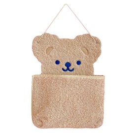 Wall Hanging Storage Bag Cute Bear Shape Large Capacity Wall Hanging Organizer Bag with Hook for Students Adults Beige