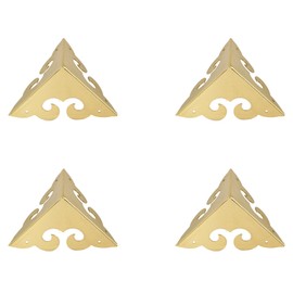 4Pcs Brass Corner Protectors Right Angle Brackets Brass Antique Edge Cover for Box Cabinet Table Chair, 20 x 20 x 20mm, Gold