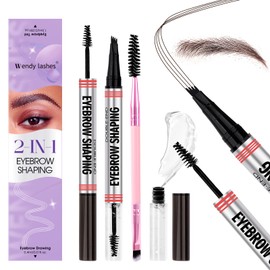 2 in 1 Liquid Eyebrow Pen and Gel Double Head Eyebrow-pencil,Waterproof,Long-Lasting,Natural(03-DXJ-Dark Brown)