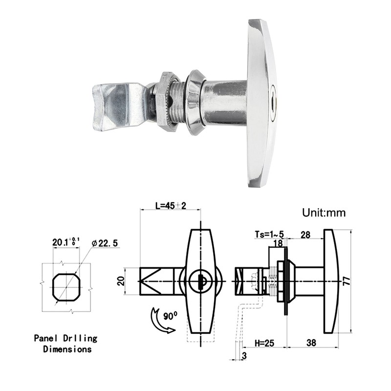 2 Packs T Handle Locks Keyed Alike Garage Door Lock