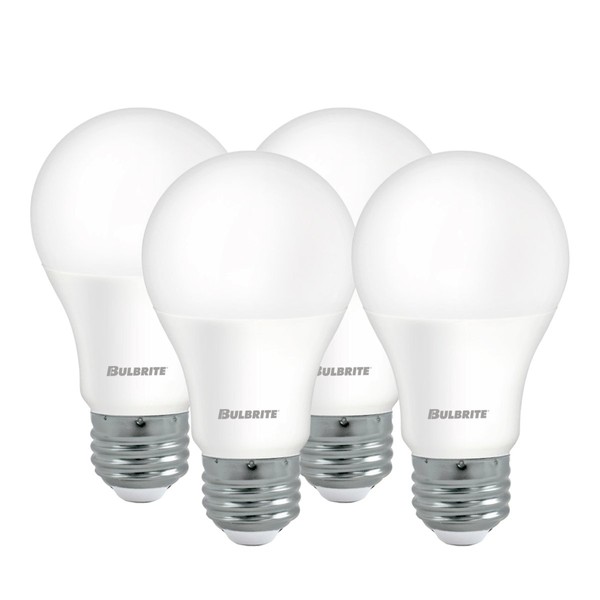 Bulbrite LED A19 Non-Dimmable Medium Screw Base (E26) Light Bulb, 60 Watt Equivalent, 4000K, 4 Piece
