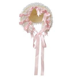 COSDREAMER Girls Women Victorian Caps Lace Flowers Tea Party Hats Pink