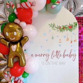 Capiont A Merry Little Baby is On The Way Decal - Christmas Baby Shower Decorations, A Merry Little Baby Shower Sign,Winter Baby Shower Decor (Christmas Shower Decal)