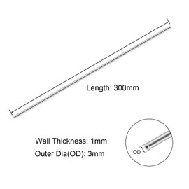 3PCS 304 Stainless Steel Round Tubes, 3mm OD 1mm Wall Thick 300mm Length Seamless Metal Straight Pipe for Home, Gardening Decoration,Industry Machinery, DIY Crafts