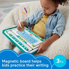 Fisher-Price Preschool Learning Toy Alpha Slide Writer Magnetic Drawing & Writing Tablet with Letter Tracing Tiles for Kids Ages 3+ Years