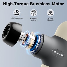 Morelax Mini Massage Gun Portable Deep Tissue Muscle Percussion Massager, Electric Handheld Sport Massager with 6 Massage Heads 4 Speed, Best Gift (Almond)