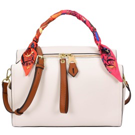 Womens Faux Leather Handbag Barrel Shape Shoulder Bag Georgia (White)