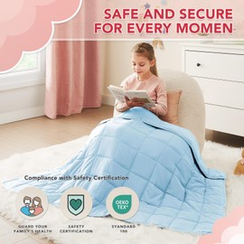 CuteKing Weighted Blanket - Weighted Blanket with Premium Glass Beads - Breathable Heavy Blanket for Comfort Sleep - Thick Blanket All Season (5lbs, 36"x48", Light Blue)