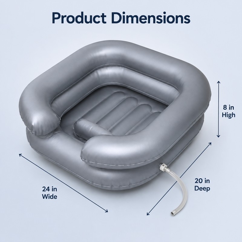 Portable Inflatable Shampoo Basin with Neck Support & Drain Hose