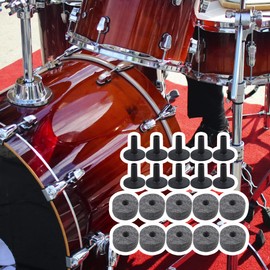 Yibuy 10pcs Black Drum Set Replacement Parts Felt Washer+Plastic Long Cymbal Sleeve with Flange Base