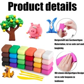 Clay, 36 Colours Modelling Clay Air Drying for Children, Modelling Clay, Air Drying, Exquisite Air-Drying Modelling Clay, Air Dry Clay, Gift for Boys and Girls Aged 3-12 Years
