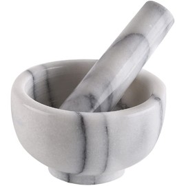 Greenco Mortar and Pestle Set, White Marble Stone Mortar and Pestle Grinding Bowl, Small 4.5 Inches, Kitchen Essential for Spices, Guacamole and More