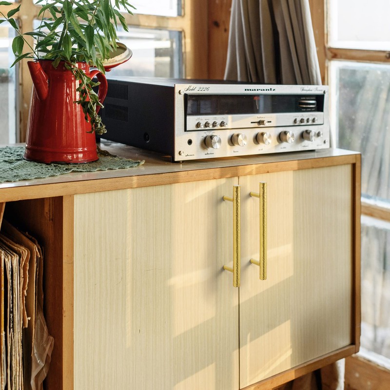 KOPPALIVE 6-Pack Solid Brass Kitchen Cabinet Pulls, Gold Modern T-Bar