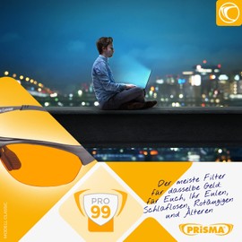PRiSMA bluelightprotect Computer Glasses CLASSiC - AMBER PRO - excellent protection against blue light - for PC