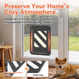 LIBBEPET Dog Door for Screen Door, 2-Way Lock Dog Screen Door with Magnetic Closure, Reinforced ABS Frame Pet Screen Door for Dogs Up to 50 lbs, Inner Passage 10 x 13 Inches, Black
