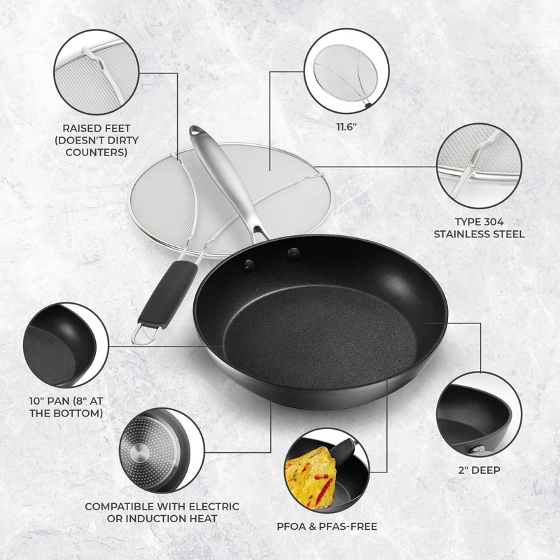 Frying Pan Nonstick - 10" Non Stick Frying Pan with