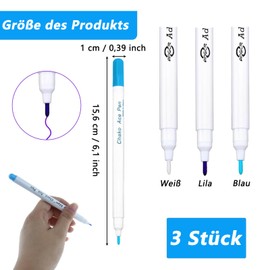 QttvbTna Pack of 3 Textile Markers, Self-Erasing, Water Soluble Disappearing Trick Markers, Magic Pen Sewing, Erasable Fabric Markers Pens Tailor's Pen for Sewing Leather Crafts Marking Tracing
