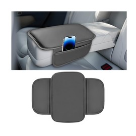 Zpana Car Center Console Cover, Leather Vehicle Arm Rest with 2 Storage Bags, Automotive Interior Seat Armrest Box Protection Pad Accessories, Universal for SUV, Sedan, Truck (Gray)