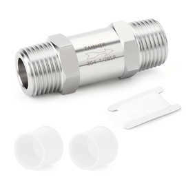 TAISHER 1PCS 304 Stainless Steel 1/2" BSP Male x 1/2" BSP Male Check Valve,Backflow Prevention,One Way Non-Return Check Valves