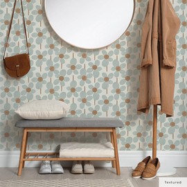 Tempaper x Novogratz Textured Powder Blue Flower Power Removable Peel and Stick Wallpaper, 20.5 in X 16.5 ft, Made in The USA