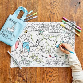 eatsleepdoodle Peter Rabbit™ and Friends Colouring Placemat for Kids w/10pk Washable Markers – 33x47cm Peter Rabbit™ Colouring Placemat – Ultra Washable & Reusable Arts and Crafts