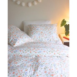 Green Philosophy Co. 100% Viscose Bamboo - 3pc Duvet Cover Set - Pillow Cases and Duvet Cover (Queen, Peach Blossoms)