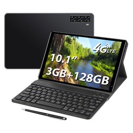 Aidekunlin Tablet with Keyboard，G1，10.1 inch Screen，3GB RAM，128G+128G Memory，4G LTE Android Tablet with Dual SIM Slots, 5MP+16MP Camera, 5000mAh Battery，Notebook Computer (Black, 5)