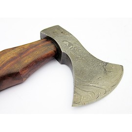 DIST AX-257, Custom Handmade Damascus Steel 13.00 Inches Axe - Gorgeous and Solid Rose Wood Handle