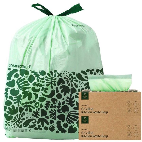CLEANOMIC Cleanomic Compostable* 13 Gallon Trash Bags with Drawstring (2