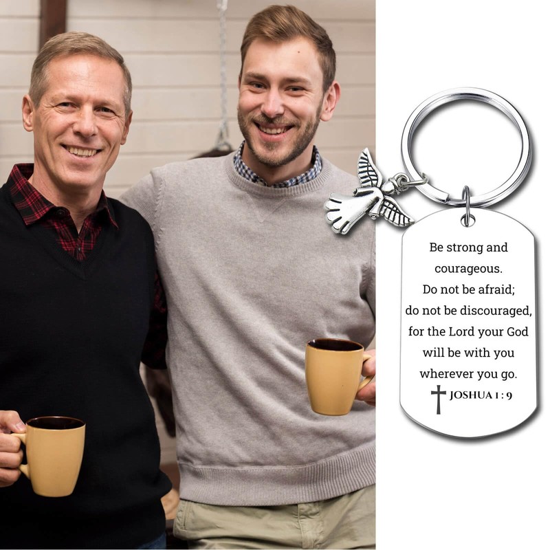 Inspirational Scripture Keychain with Angel Pendant - Bible Verse Key