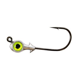 Z-Man Fishing Redfish Eye Jighead Lures 1/8 oz 3 Pack 3D Eyes Heavy Duty 4/0 30 Degrfee Hook, Chartreuse