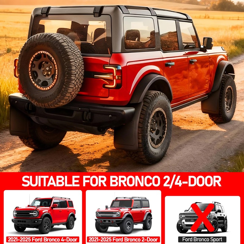 XWQZ Mud Flaps Fits Ford Bronco Accessories 2021 2022 2023
