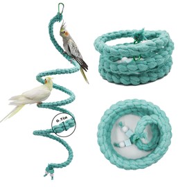 300 cm Extra Long Bird Rope Perch, Bird Spiral Rope Swing Toy, Bird Cage Stand Pole Accessories, Bird Standing Climbing Toy for Parrot Parakeet Budgies Lovebirds Cockatiels