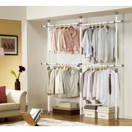 Prince Hanger, One Touch Double 2-tier Adjustable Clothes Rack, Clothing Rack, Garment Rack, Freestanding, Organizer, Heavy Duty, Tension Rod, Made in Korea