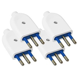 4 Pcs Electrical Plug 10A 2P+T 250V Italian Spade Plug